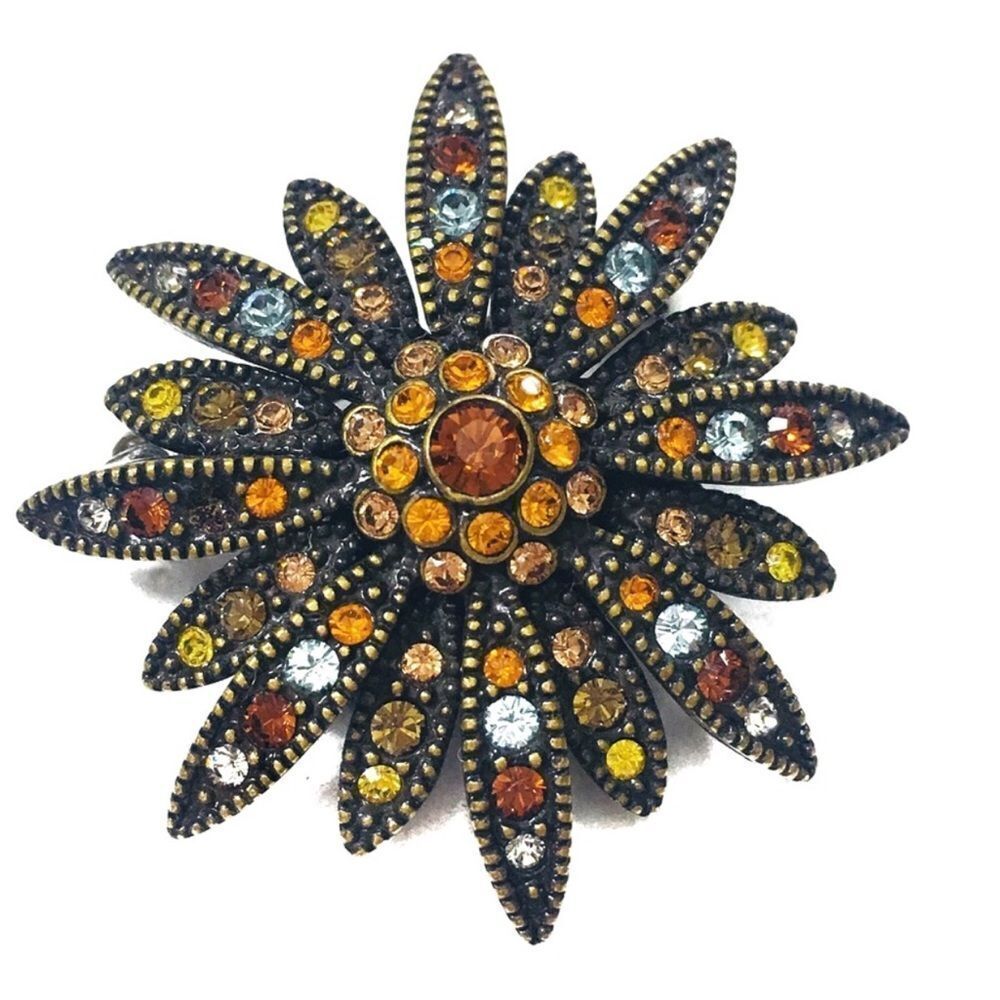 Vintage Joan Rivers Sunburst Crystal Brooch